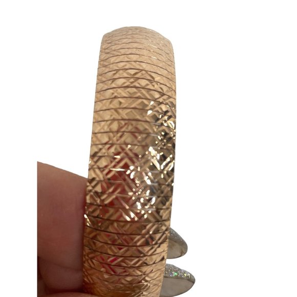 Bronze Italy Dyadema Fashion Bangle Bracelet Rose Gold Color 7.75” x.25” Bends - Picture 8 of 13